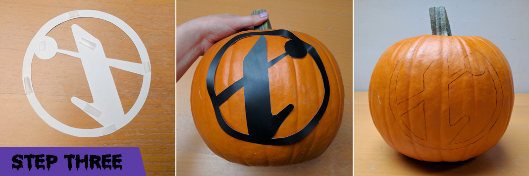 step 3 company logo on pumpkin
